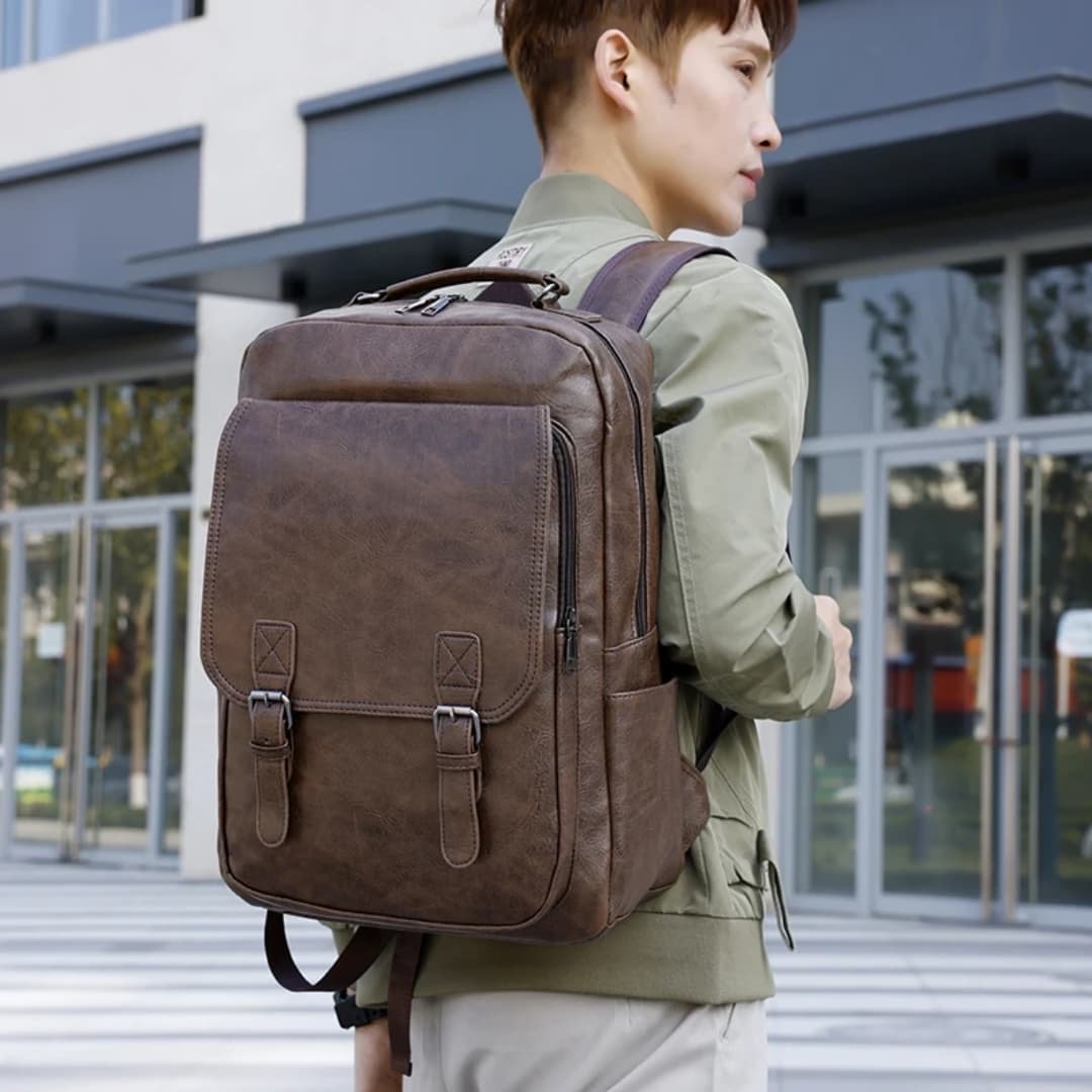 2023 PU Leather with USB Charging Fashion Rucksack Wholesale Casual Laptop Waterproof Collage Backpack