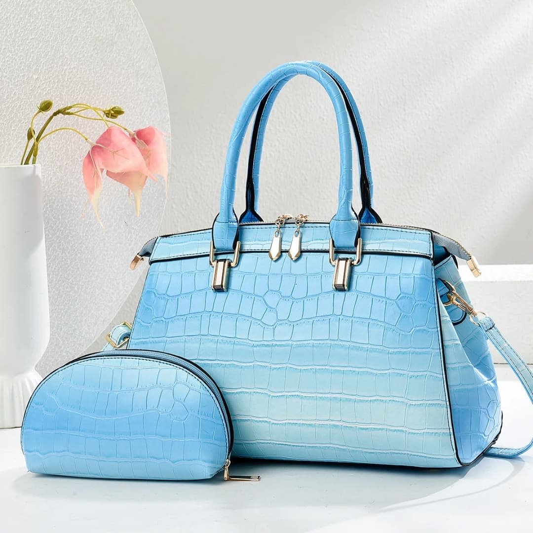 New Arrival Pu Leather Handbags For Women 2pcs A Set With Small Purse Big Size Tote