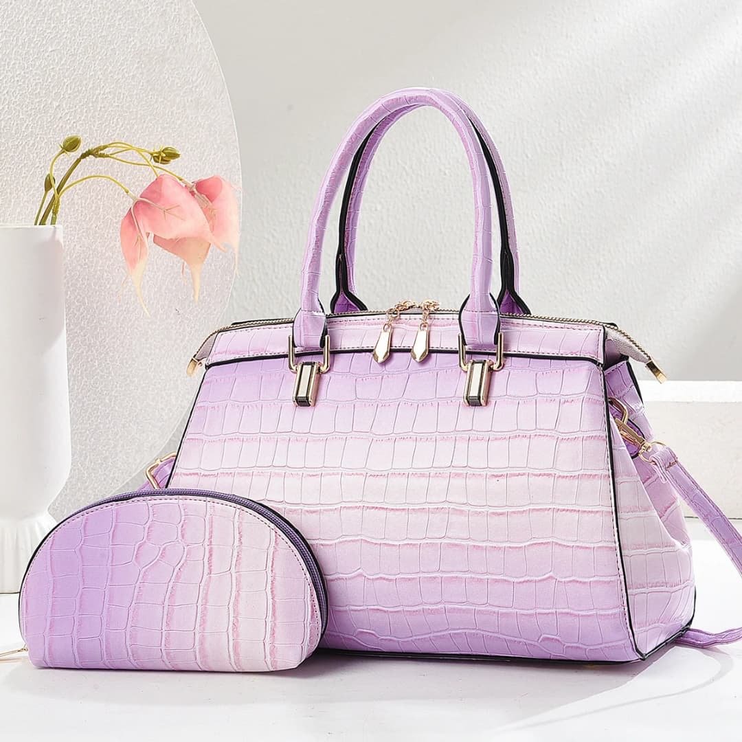 New Arrival Pu Leather Handbags For Women 2pcs A Set With Small Purse Big Size Tote