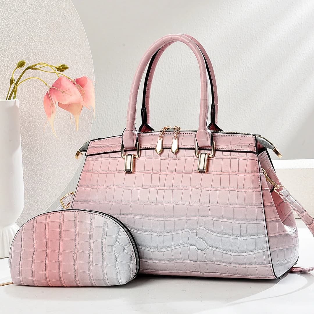 New Arrival Pu Leather Handbags For Women 2pcs A Set With Small Purse Big Size Tote