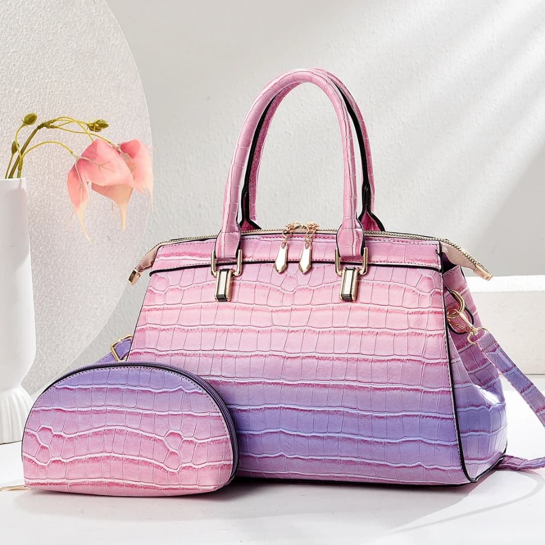 New Arrival Pu Leather Handbags For Women 2pcs A Set With Small Purse Big Size Tote
