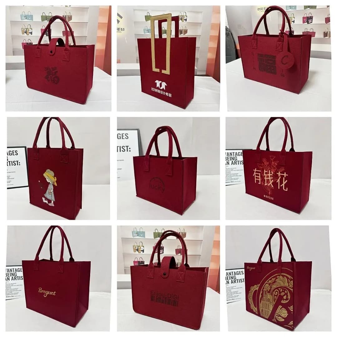 2025 New Arrival Luxury High Quality Waterproof Portable Tote Bags Felt Storage Handbags for Ladies