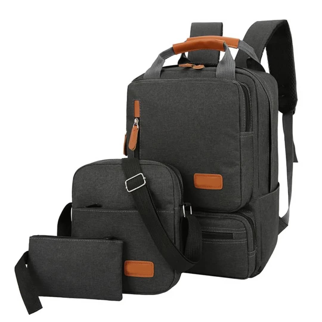 Custom 3-in-1 Unisex Big Capacity Oxford Material Travel Backpack Set Logo Waterproof Business Laptop Bags for Men School Use