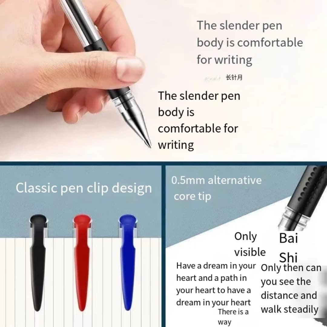 Wholesale Hotel Catering Simple Black Blue Red Plastic Ball Point Ink Pen 0.5mm Plastic Ball Pen Stationery Set