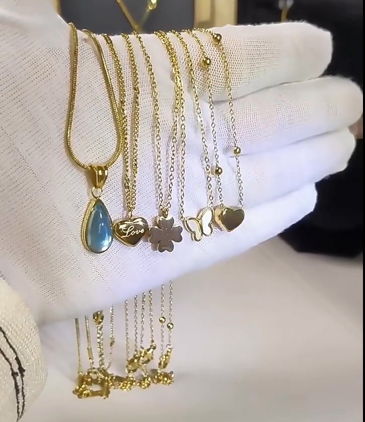Wholesale Ins Style Pendant Stainless Steel PVD18k Gold Gemstone Fashion Halskette Jewellery Necklaces for Women Jewelry Smykker