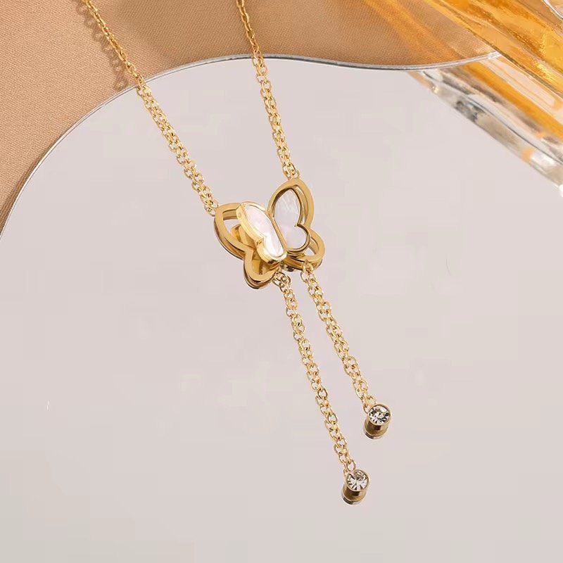 Wholesale Ins Style Pendant Stainless Steel PVD18k Gold Gemstone Fashion Halskette Jewellery Necklaces for Women Jewelry Smykker