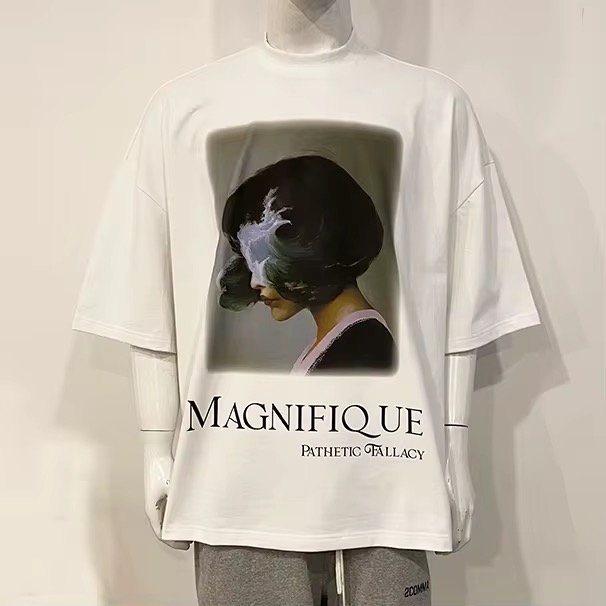 Custom Oversized Streetwear Hip Pop Heavyweight T-shirt White Drop Shoulder Boxy t Shirt