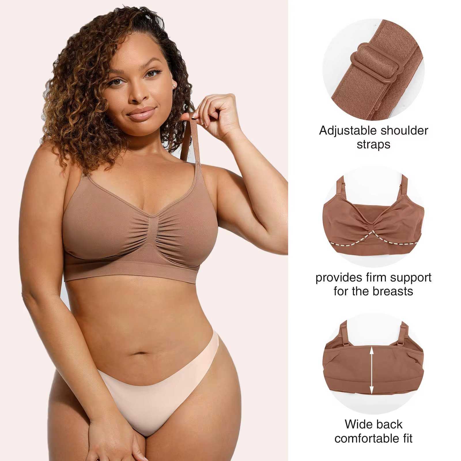 Wholesale New Design Women Summer Shapewear Bra Back Fat Control Pink Seamless Wireless Bra for Women