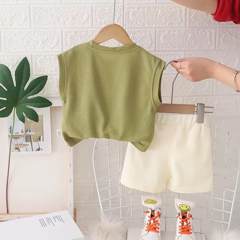 2025 New Boys' Stylish Short Sleeve Kids' Wear Set Fashionable Two-Piece for Babies Summer Collection