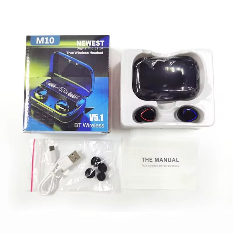 Earphone M10 Tws 100 Pack TWS Earbuds True Wireless Stereo BT 5.3 Headphones LED Screen Earphones Noise Cancellation Headphone
