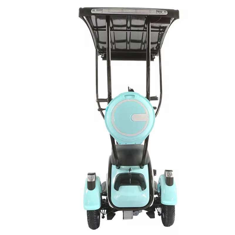 3 Seat Electric Scooter Electric Motorcycle With Roof for Sale Solar Energy Tricycle for Lady With Child