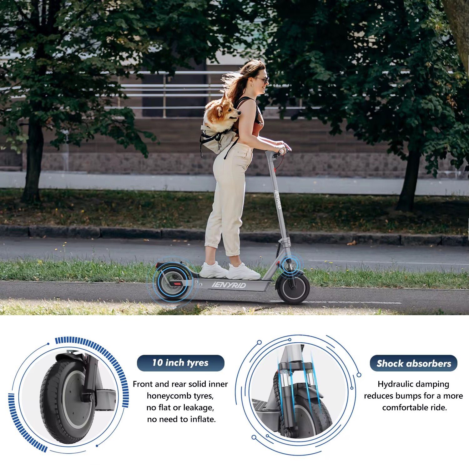 US EU UK Warehouse IENYRID M1 Electric Scooter 500W 12.5Ah Powerful Off Road High Speed Folding E Electric Scooters for Adult