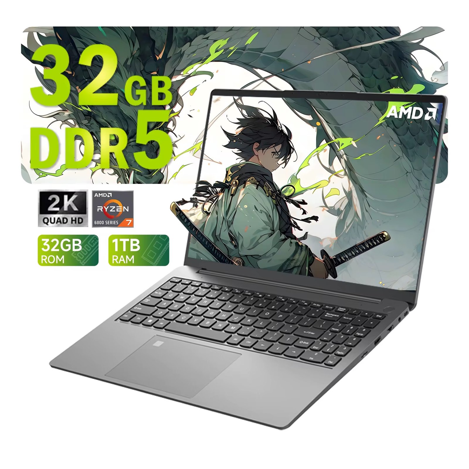 Laptop Brand New AMD R7 Gaming Laptop PC 15.9 Inch FHD 2.5K 16GB 32GB DDR5 512GB SSD Portable Notebook English Keyboard US Plug