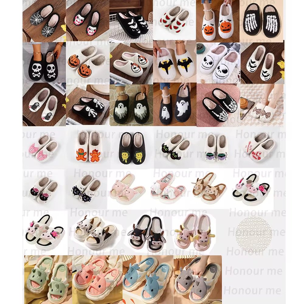 New Women's Fashion Slides Home House Fluffy Warm Couple Slipper Outdoor Furry Rabbit Faux Fur Slippers For Women Plush Slippers