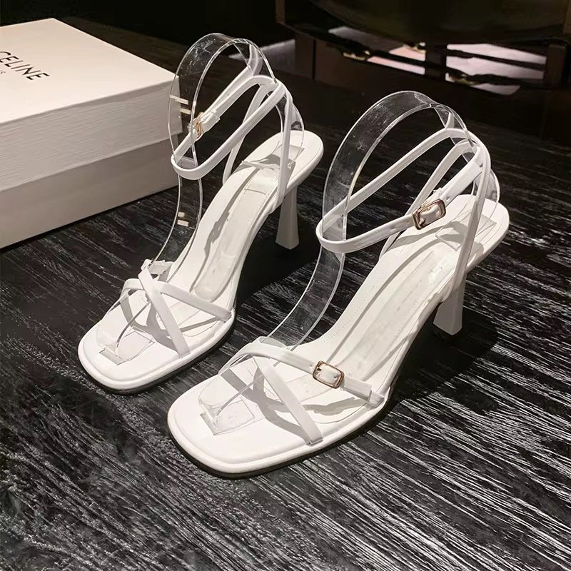 2023 Women's New Summer White Dress Heeled Shoes High Heels Stylish and Beautiful Comfortable for Tired Feet