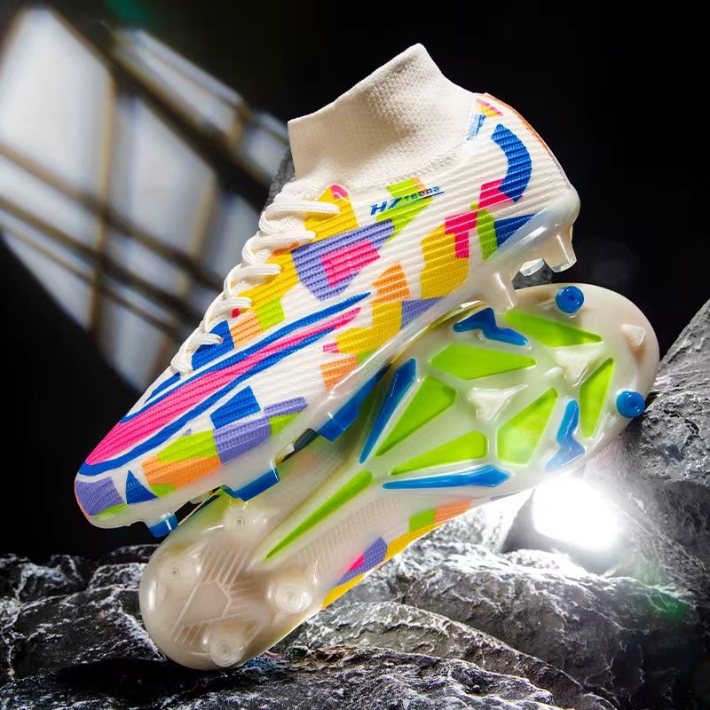 PVC Leather High-Top Winter Soccer Shoes - Breathable AG/FG Turf Boots for Professional Training