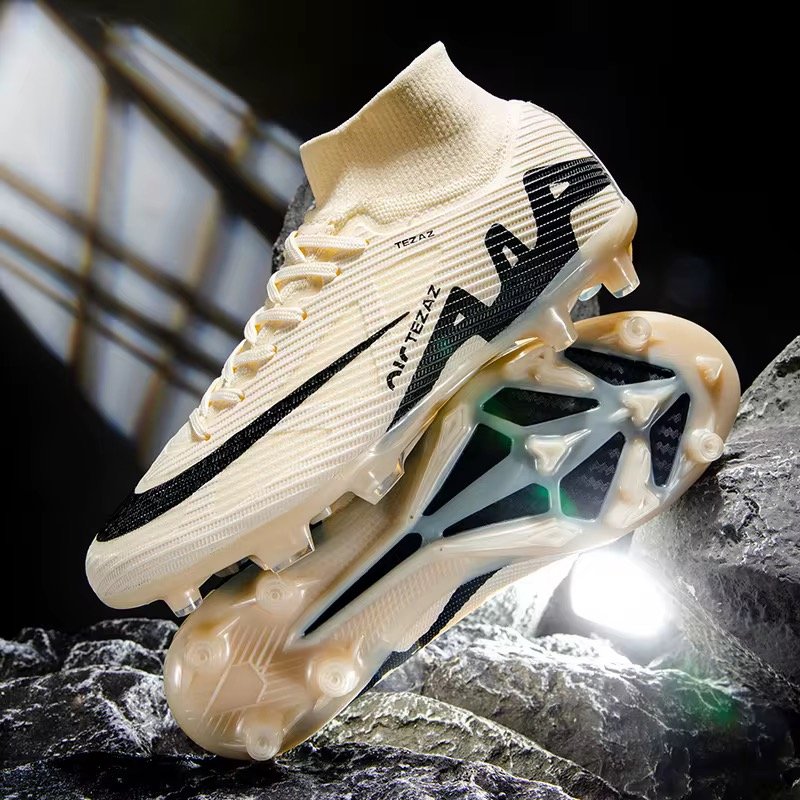 PVC Leather High-Top Winter Soccer Shoes - Breathable AG/FG Turf Boots for Professional Training