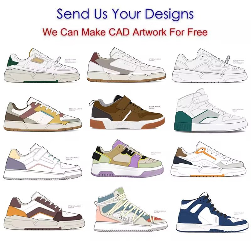 Custom Mens Sneakers OEM Logo Basketball Style Casual Sport Man White Black Footwear Shoes Customized