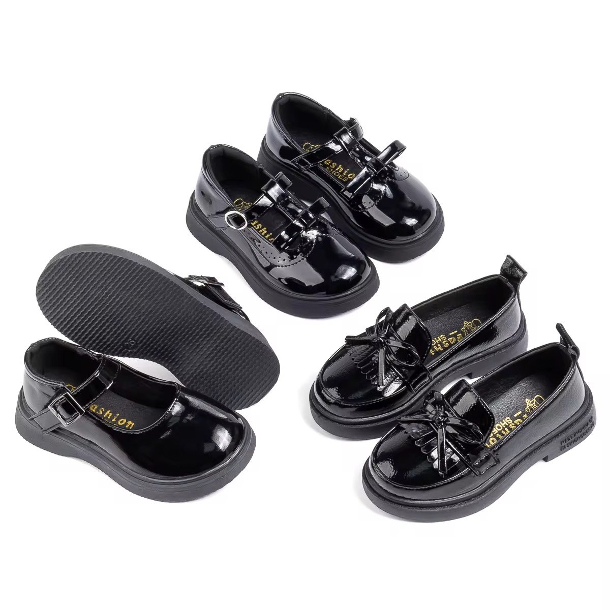 Classic Style Princess Mary Jane Dress Black Party Soft Rubber Bottom PU Kids Dress Shoes Girl School Shoes