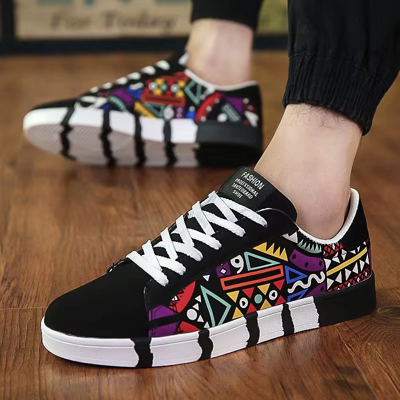 2024 New Breathable Casual Printed Canvas Skate Shoes Low Top Canvas Trendy Shoes