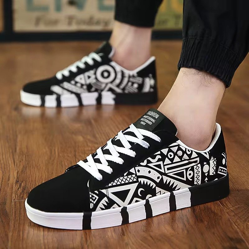 2024 New Breathable Casual Printed Canvas Skate Shoes Low Top Canvas Trendy Shoes