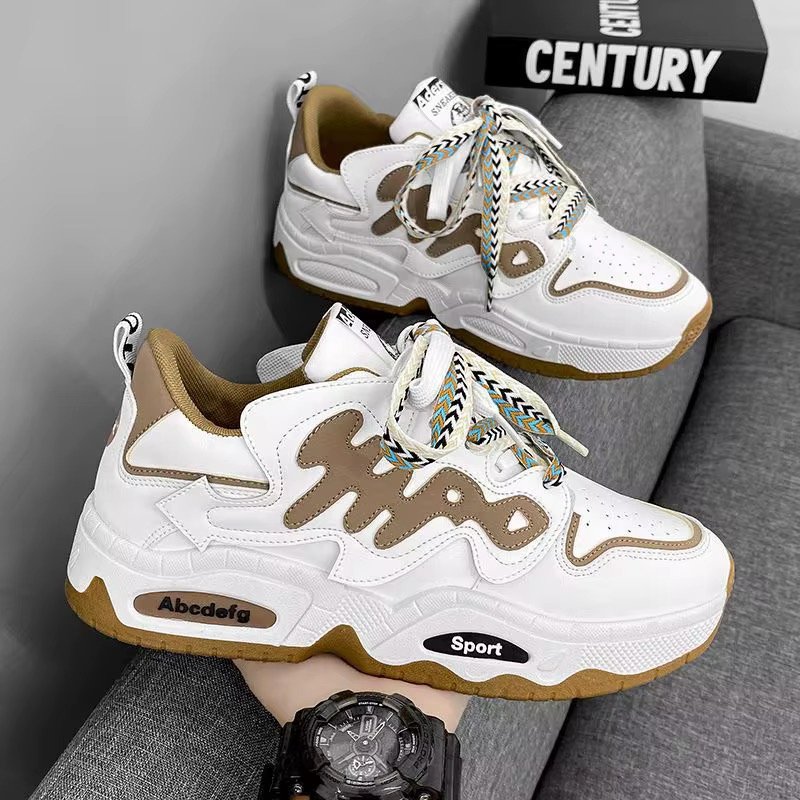 Trendy Summer Casual Sports Shoes Height Increasing Board Non Smelly Feet Flat Rubber Insole Breathable Mesh Lining