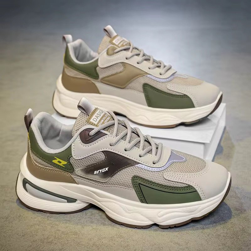 Men's Shoes Breathable Mesh Men's Sports Shoes Men's Trendy All-Match Thick-Soled Non-Slip Casual Dad Shoes