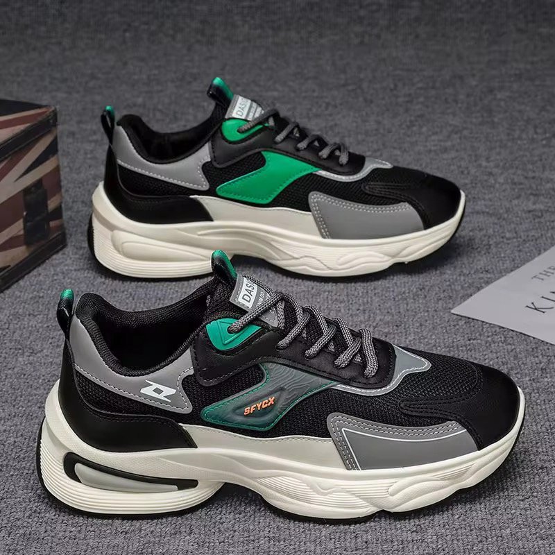 Men's Shoes Breathable Mesh Men's Sports Shoes Men's Trendy All-Match Thick-Soled Non-Slip Casual Dad Shoes