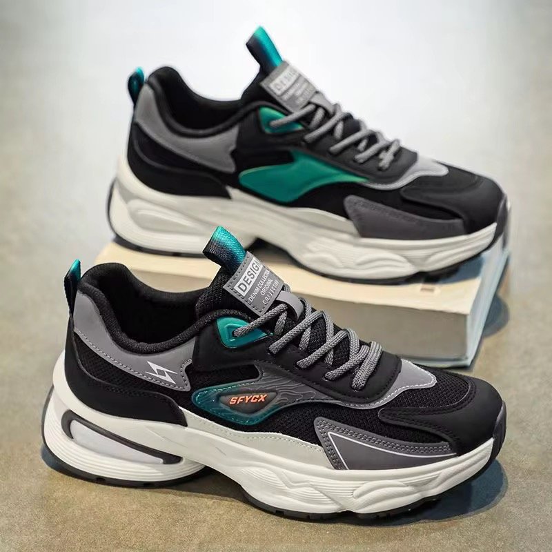 Men's Shoes Breathable Mesh Men's Sports Shoes Men's Trendy All-Match Thick-Soled Non-Slip Casual Dad Shoes