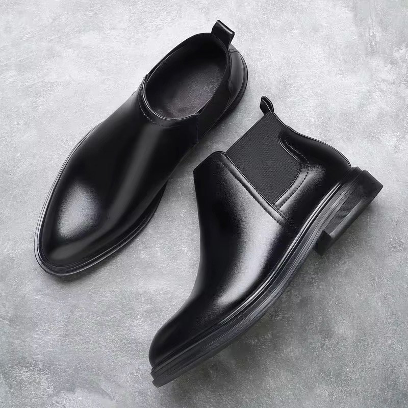 Large Pointed Casual Leather Boots British Versatile Breathable Soft Leather High Top Outerwear Mens Business Formal Boots