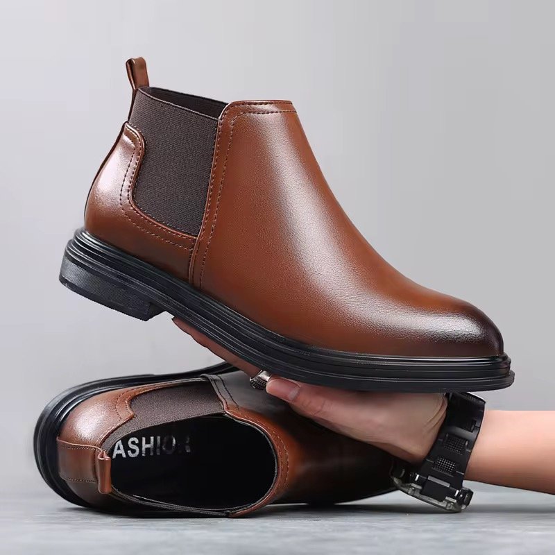 Large Pointed Casual Leather Boots British Versatile Breathable Soft Leather High Top Outerwear Mens Business Formal Boots