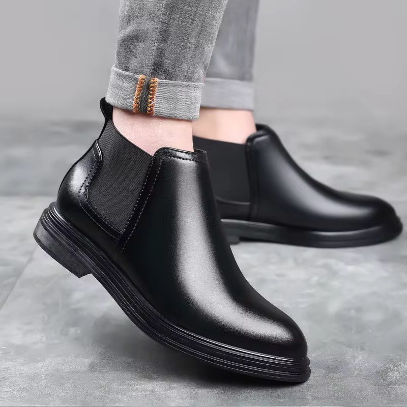 Large Pointed Casual Leather Boots British Versatile Breathable Soft Leather High Top Outerwear Mens Business Formal Boots