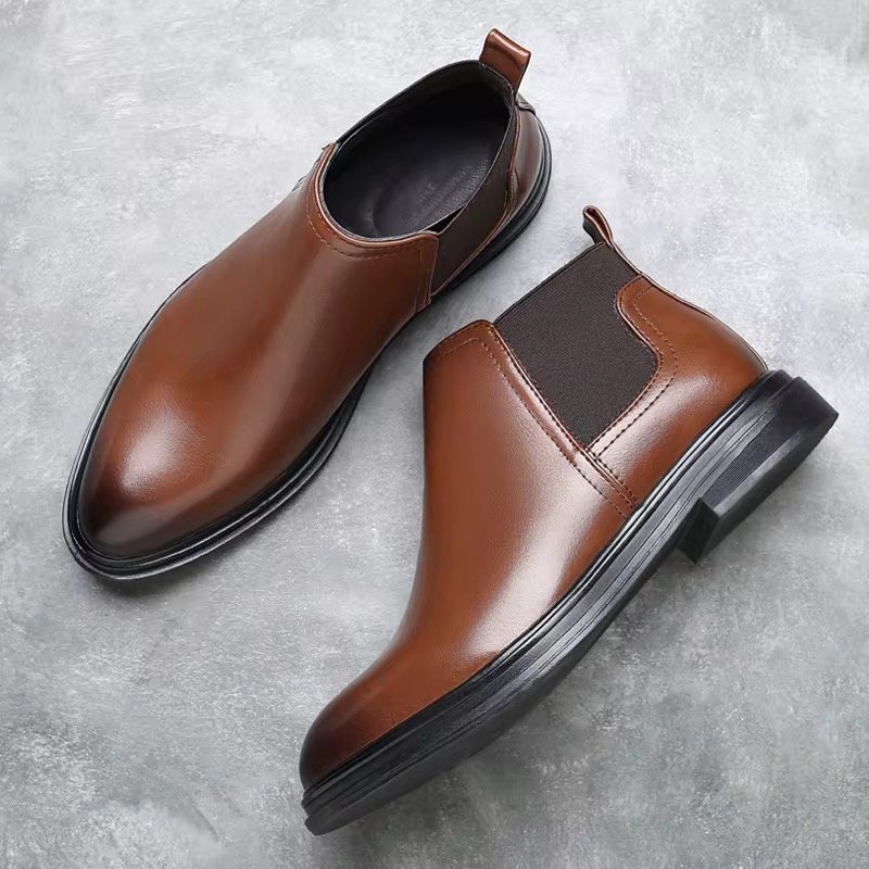 Large Pointed Casual Leather Boots British Versatile Breathable Soft Leather High Top Outerwear Mens Business Formal Boots