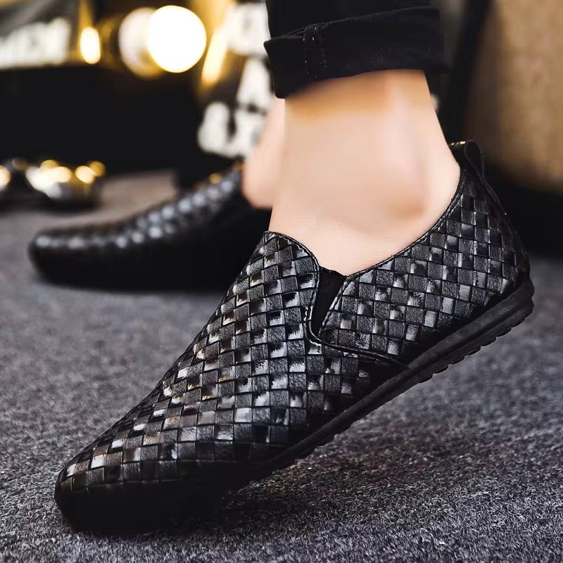 New Bean Shoes 2024 Autumn Soft Soles Soft Youth With a Breathable Slip-on Casual Mens Leather Shoes