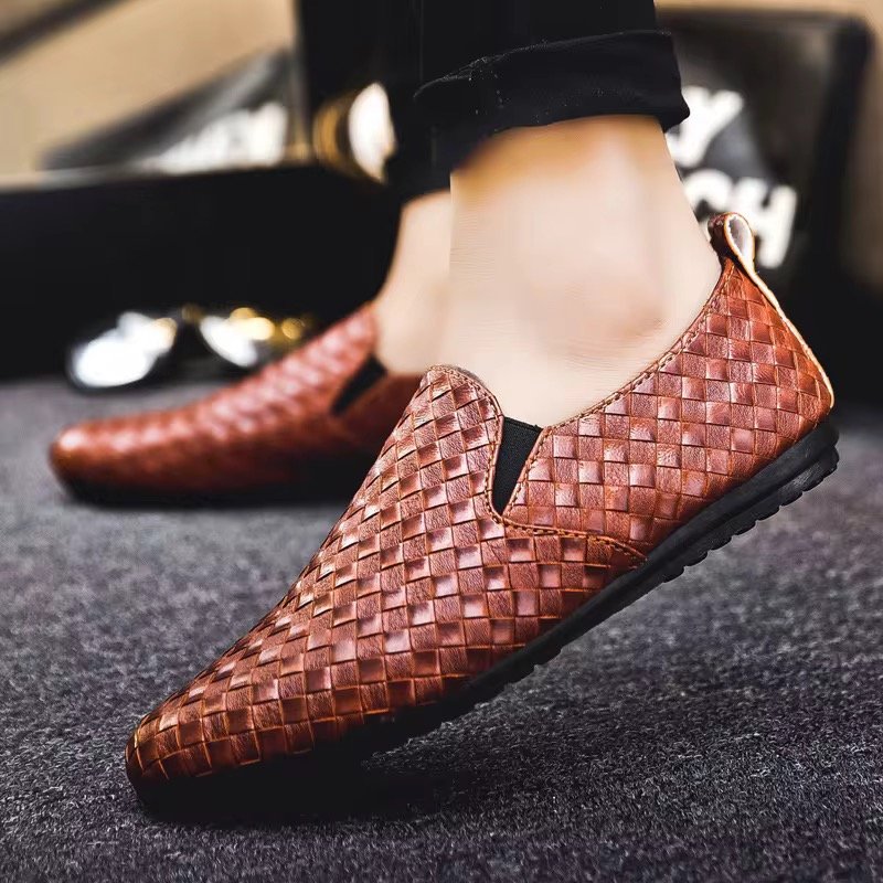 New Bean Shoes 2024 Autumn Soft Soles Soft Youth With a Breathable Slip-on Casual Mens Leather Shoes