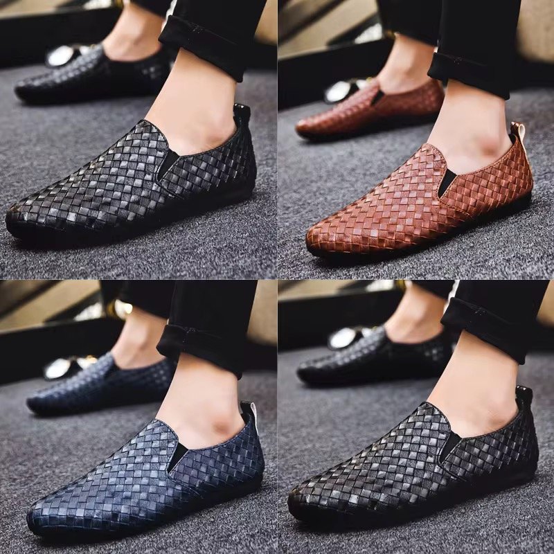 New Bean Shoes 2024 Autumn Soft Soles Soft Youth With a Breathable Slip-on Casual Mens Leather Shoes