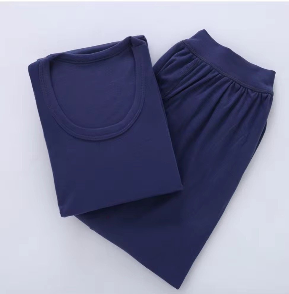 Long Johns Suit Men's Thin Line Clothing Line Pants Medium Blue Warm Underwear for the Aged