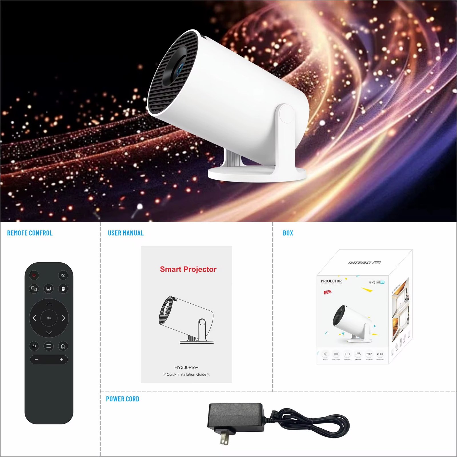 Meeting Video Projector HY300 PRO+ Mini Portable Pocket Smart Android Projector Wireless Home Theater Business Projectors