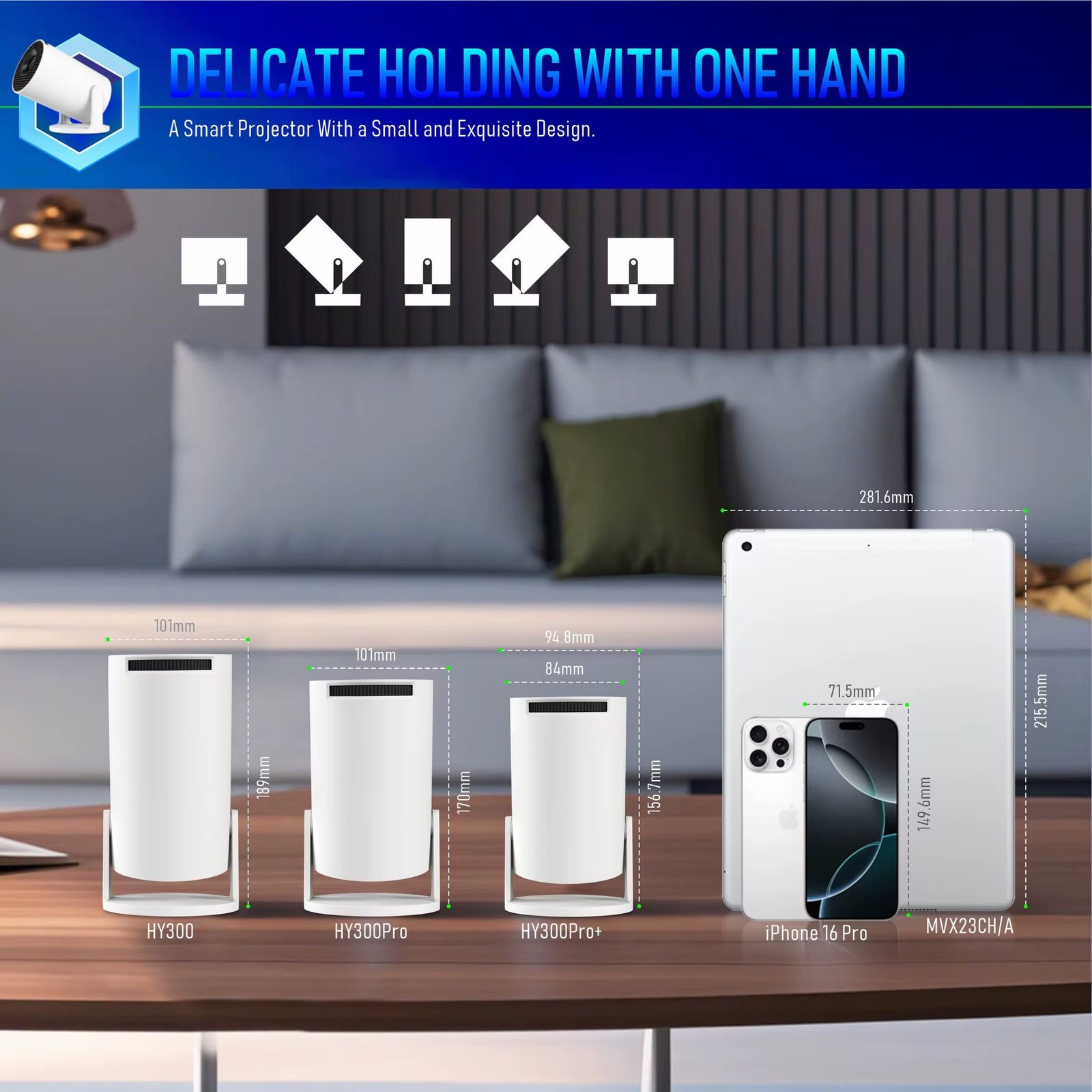 Meeting Video Projector HY300 PRO+ Mini Portable Pocket Smart Android Projector Wireless Home Theater Business Projectors
