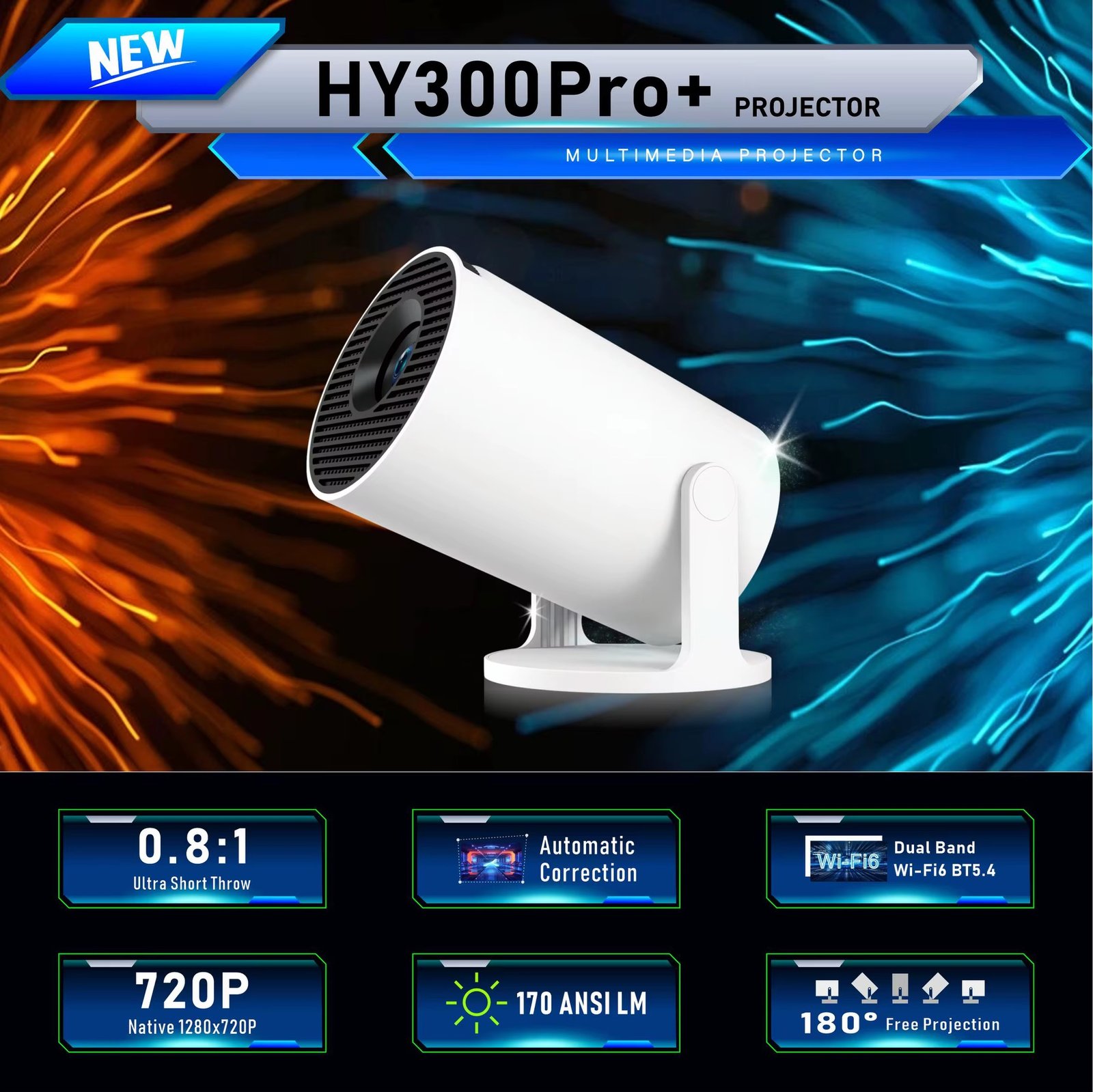 Meeting Video Projector HY300 PRO+ Mini Portable Pocket Smart Android Projector Wireless Home Theater Business Projectors