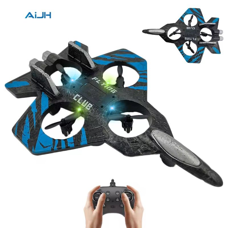 AiJH Form RC Plane Drone for Kids Beginners Avion De Juguete LED Remote Control Airplane With Auto Hover Fighter Jet Toy