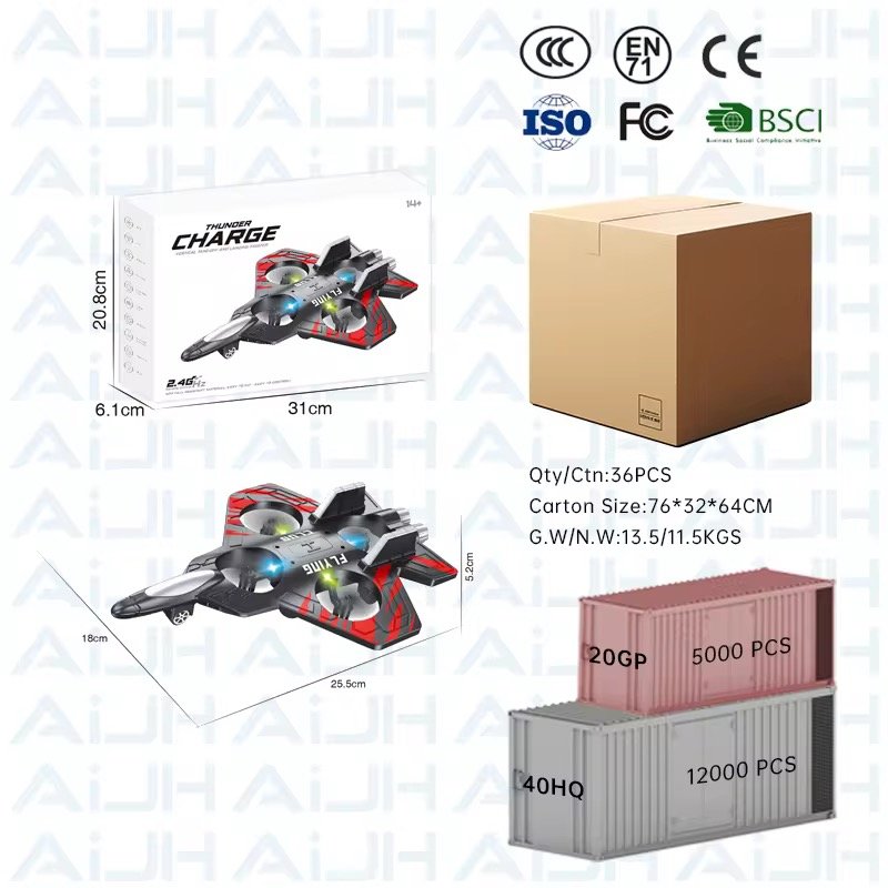 AiJH Form RC Plane Drone for Kids Beginners Avion De Juguete LED Remote Control Airplane With Auto Hover Fighter Jet Toy
