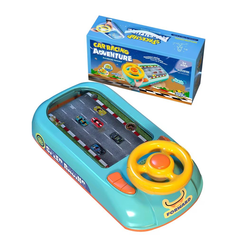 Racing Adventure Game Console Steering Wheel Toy Baby Puzzle Electric Tabletop Game