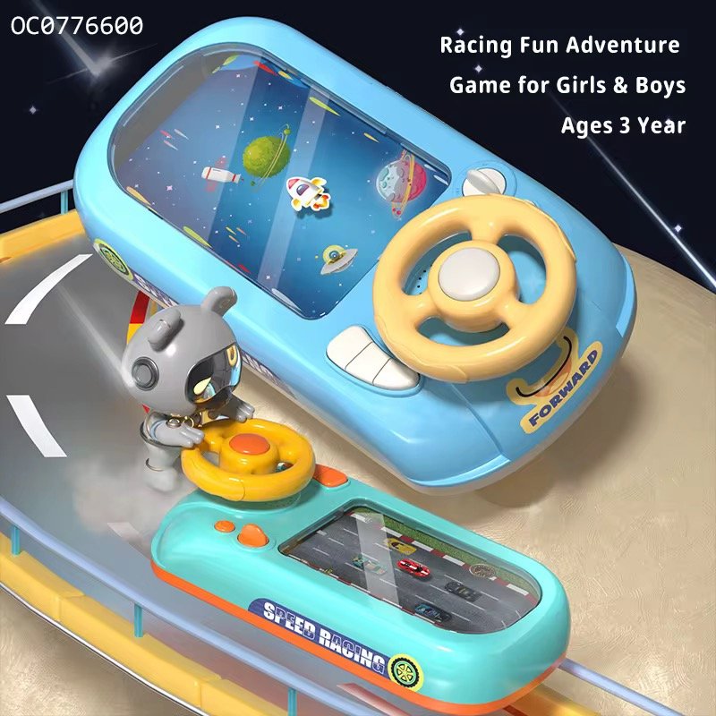 Racing Adventure Game Console Steering Wheel Toy Baby Puzzle Electric Tabletop Game