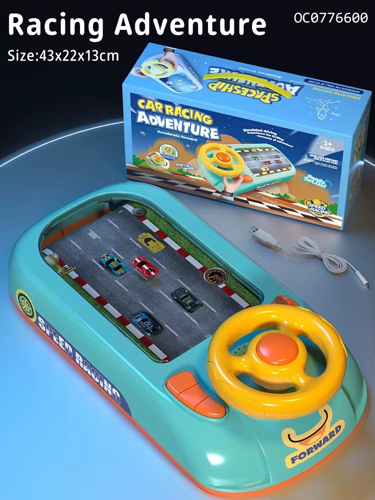 Racing Adventure Game Console Steering Wheel Toy Baby Puzzle Electric Tabletop Game