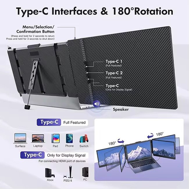 OFIYAA OEM ODM Direct Factory Kwumsy S2 Triple Laptop Screen Extender 14" FHD 1080P IPS Dual