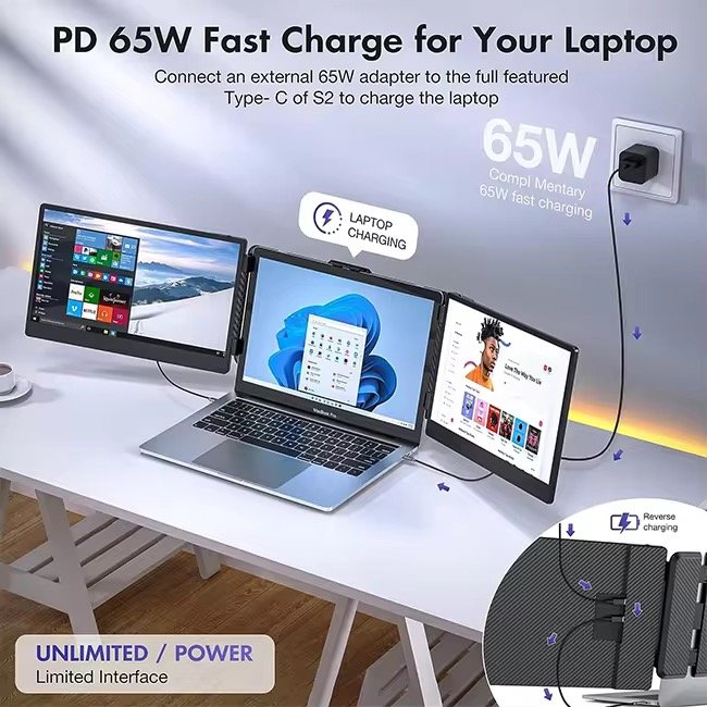 OFIYAA OEM ODM Direct Factory Kwumsy S2 Triple Laptop Screen Extender 14" FHD 1080P IPS Dual