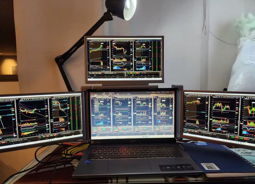 4 Laptop Screen Extender Quad Monitor 14 Inch Triple Monitor Extender Hung on the Laptop Fopo 14 Inch Quad Monitor