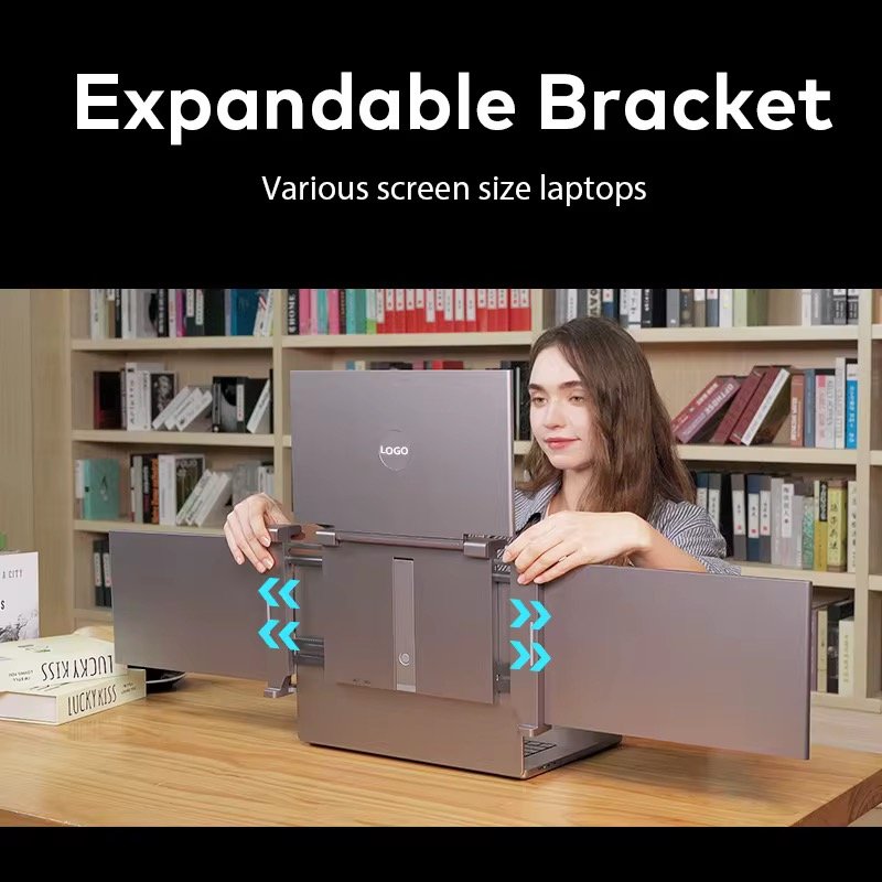 4 Laptop Screen Extender Quad Monitor 14 Inch Triple Monitor Extender Hung on the Laptop Fopo 14 Inch Quad Monitor