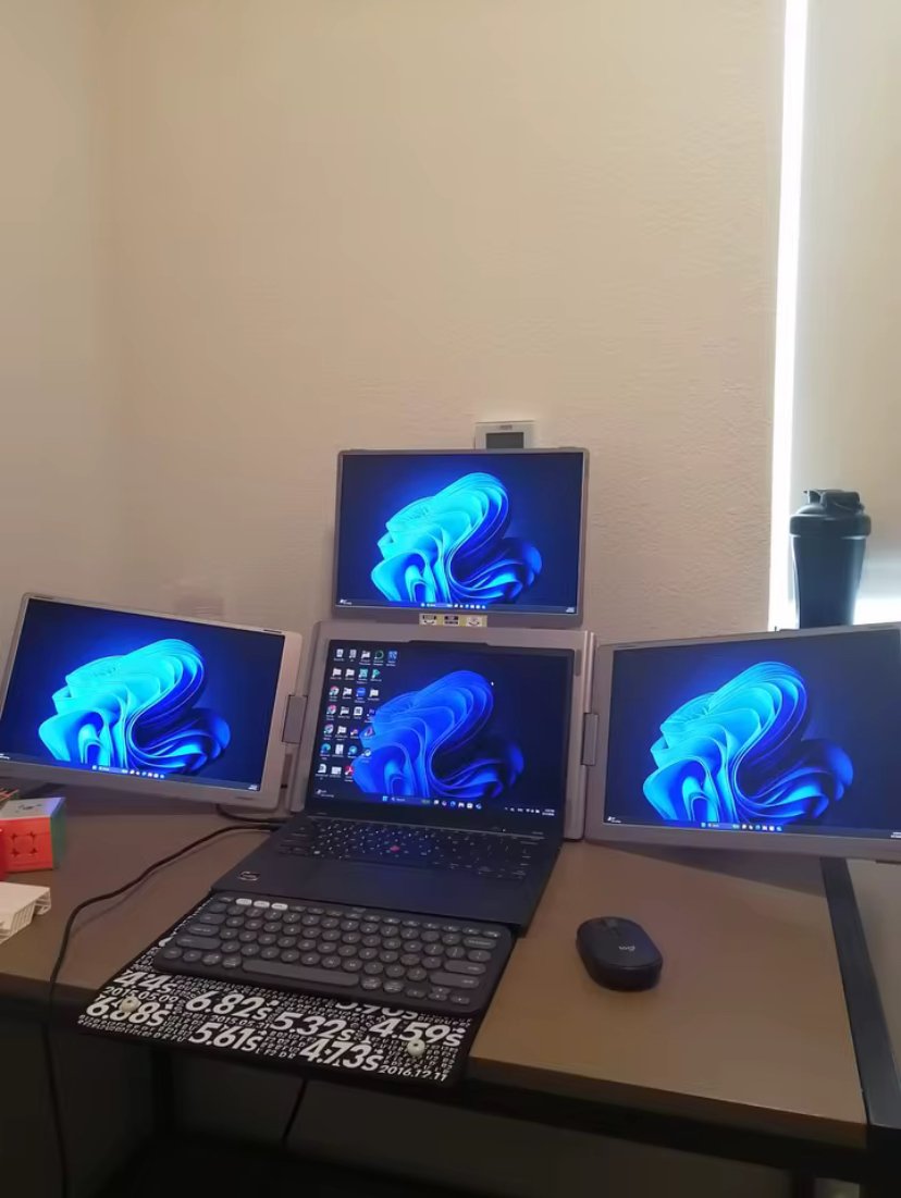 4 Laptop Screen Extender Quad Monitor 14 Inch Triple Monitor Extender Hung on the Laptop Fopo 14 Inch Quad Monitor